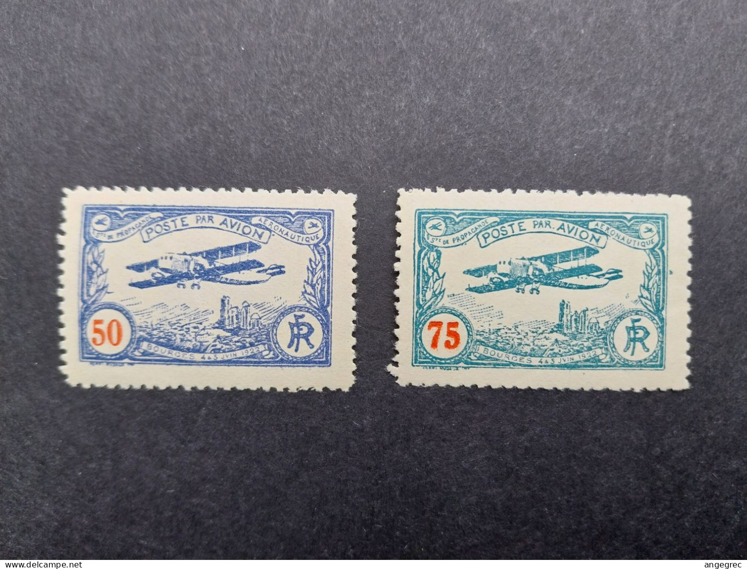 Vignette Label Stamp Vignetta  Aufkleber France  Sté De Propagande Aéronautique Poste Par Avion Bourges 1922 Neuf ** - Luchtvaart