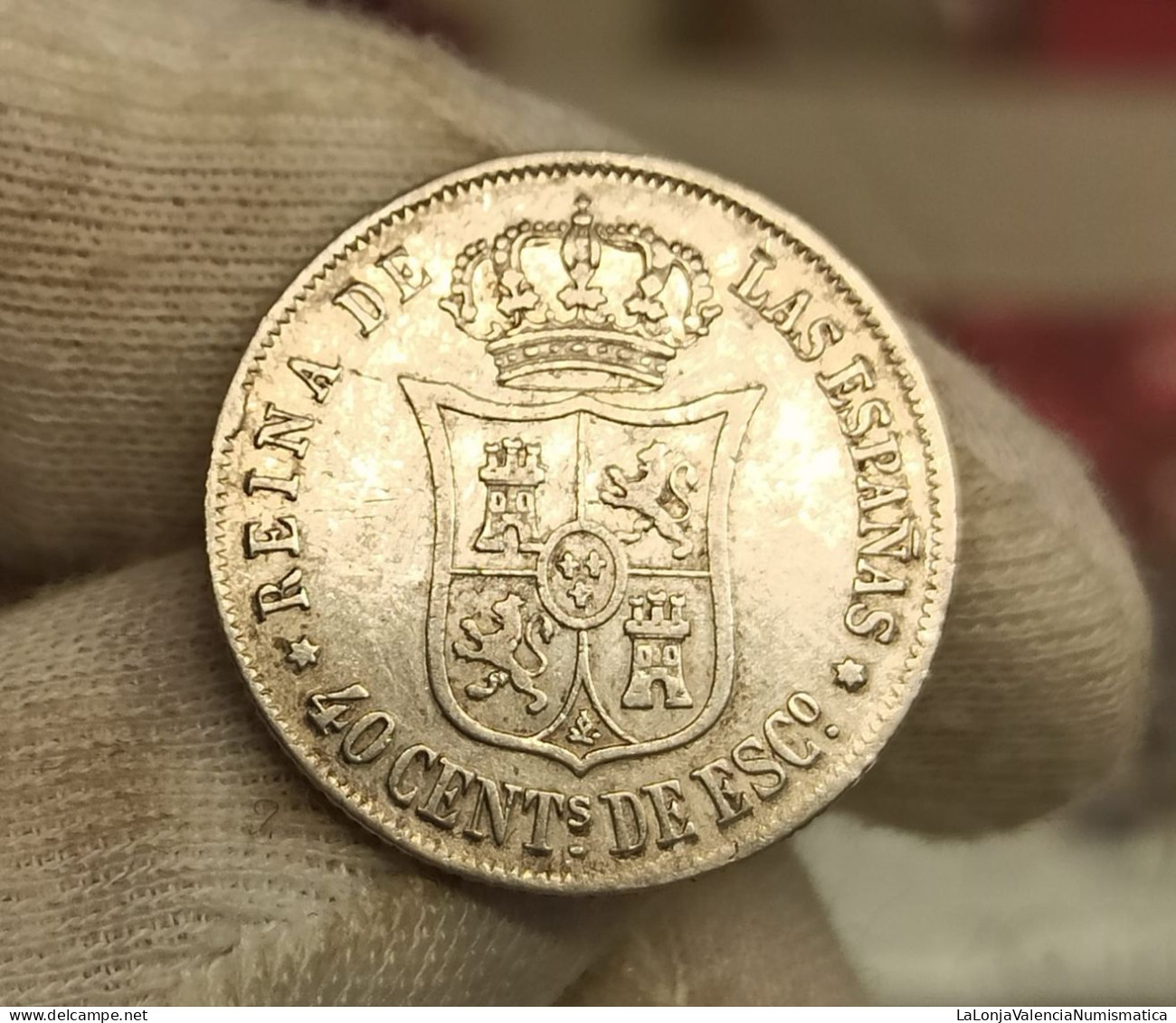 España Spain Isabel II - 40 Céntimos De Escudo 1865 Madrid Km 628.2 Plata - Altri & Non Classificati