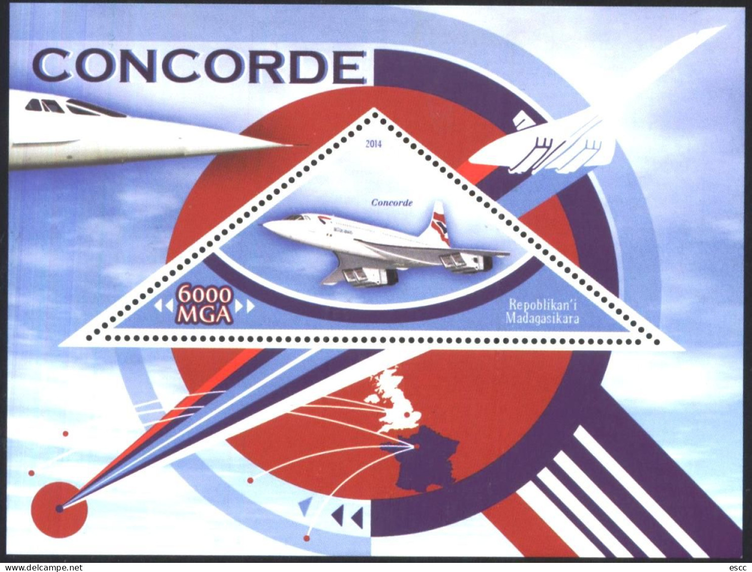 Mint S/S  Aviation Airplanes Concord 2014  From Madagascar - Airplanes