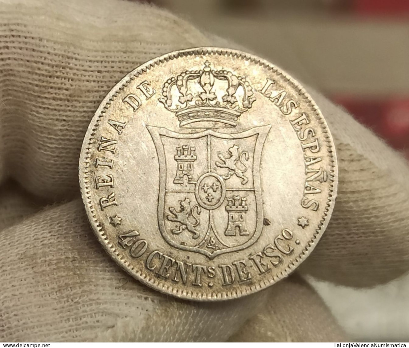 España Spain Isabel II - 40 Céntimos De Escudo 1865 Madrid Km 628.2 Plata - Otros & Sin Clasificación