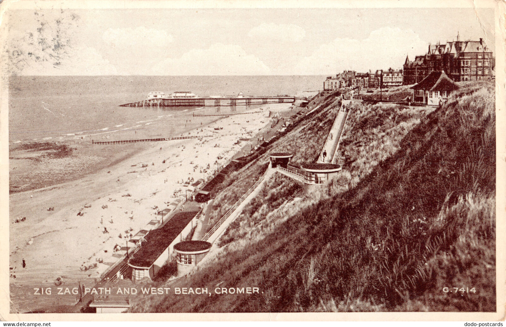 R332795 Zig Zag Path And West Beach. Cromer. G. 7414. Phototype. Valentines - Monde