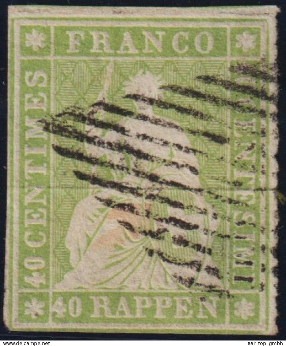 Schweiz Strubel 40 Rp. Zu#26A SHB 26A3 Gepr. Kimmel Unten An Randlinie Geschnitten - Used Stamps