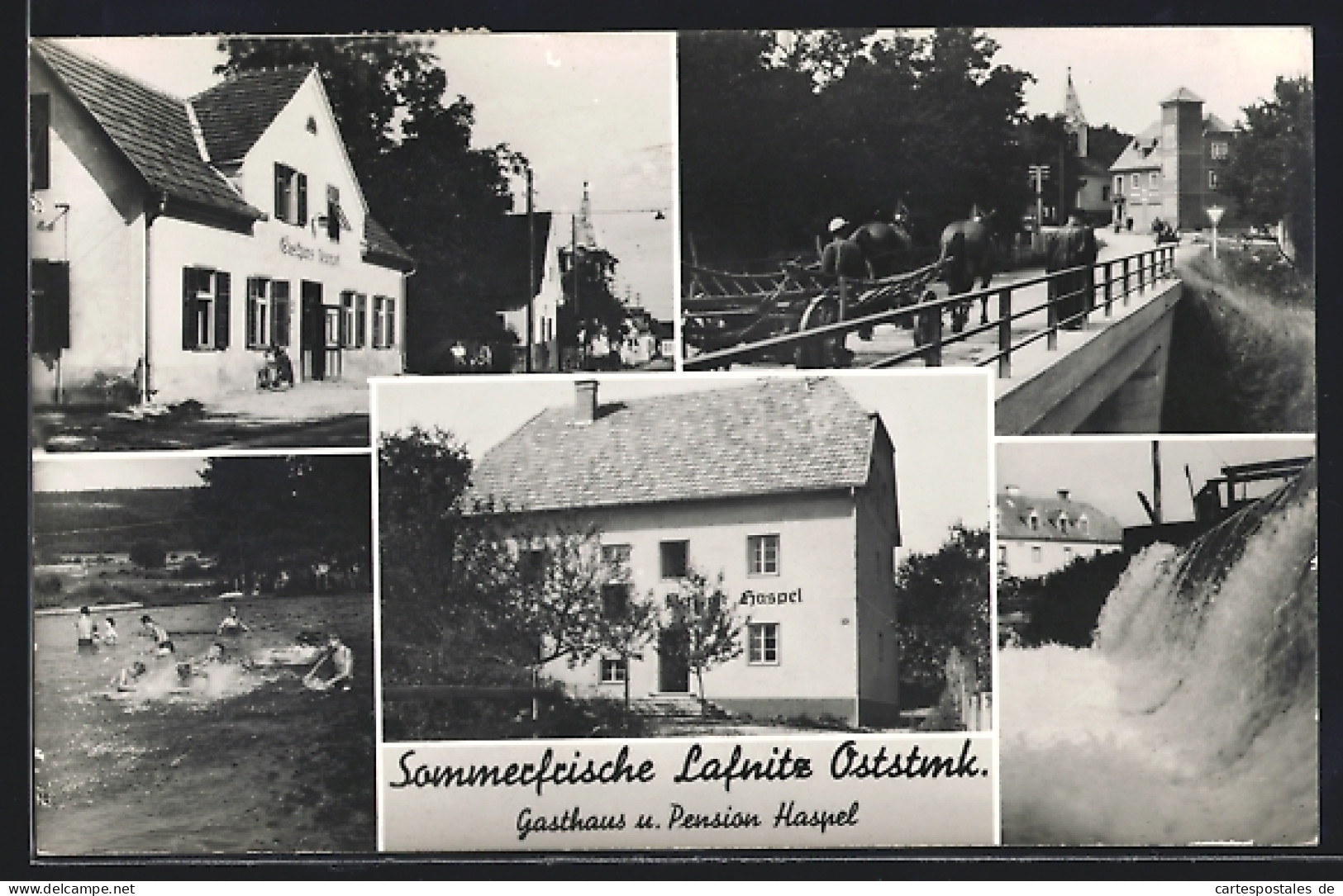 AK Lafnitz /Oststmk., Gasthaus Und Pension Haspel, Freibad, Brücke  - Andere & Zonder Classificatie