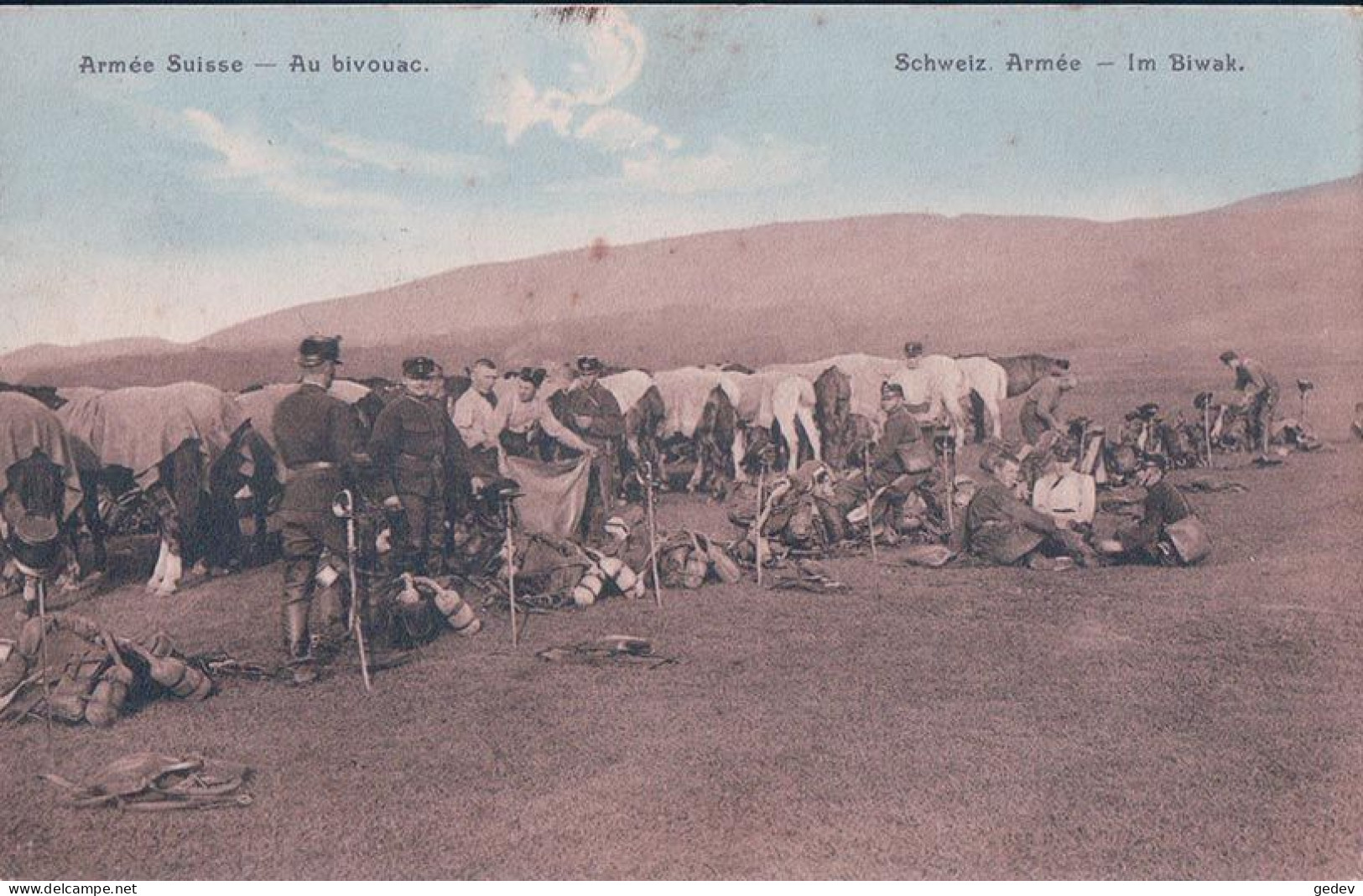 Armée Suisse, Bière, Cavalerie Au Bivouac (3.8.1916) - Guerre 1914-18