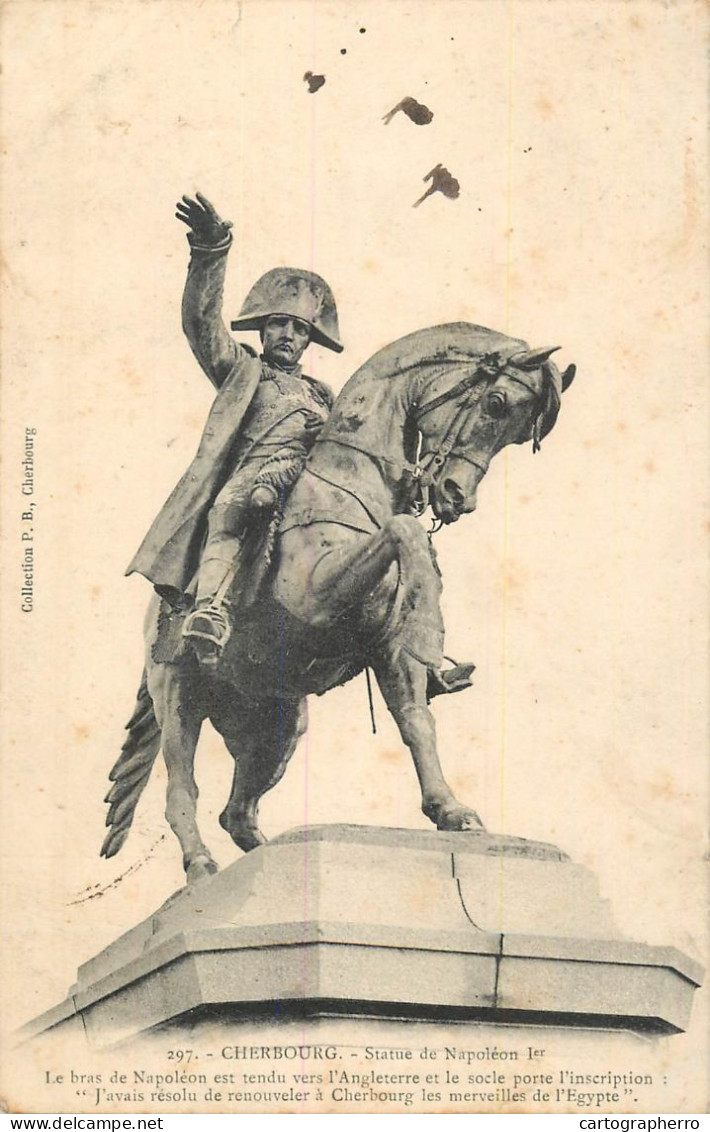 CHERBOURG - Statue De Napoleon Ier Cpa 1907 - Cherbourg