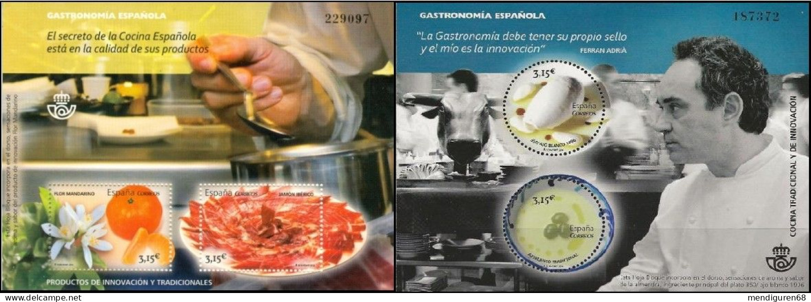 ESPAGNE SPANIEN SPAIN ESPAÑA 2014 TWO MS GASTRONOMY 1-2 MNH ED HB-4885-6 MI B252-3-4884-07 YT F240-41-489-92 SC SH3977-8 - Ongebruikt