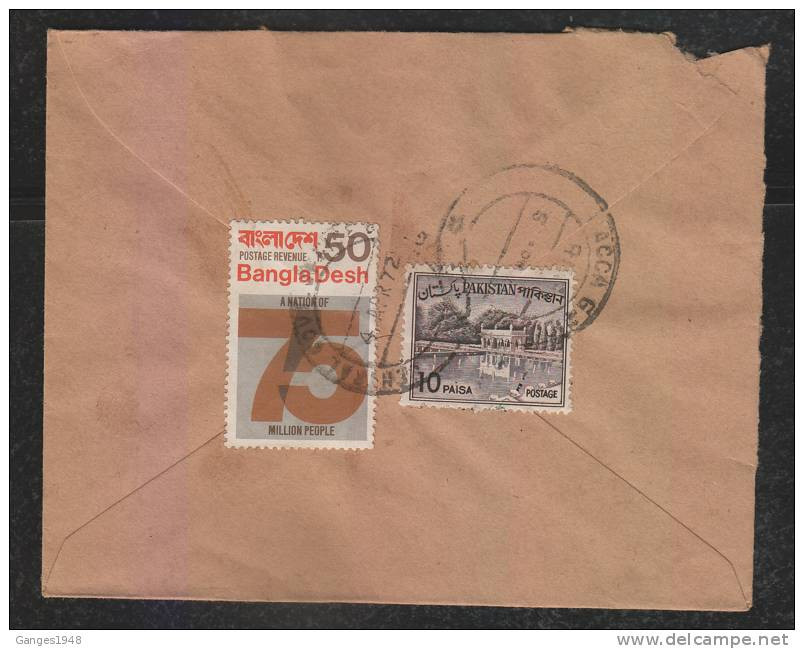 Bangladesh 1972 Pakistan  Postal Stationery Envelope Registered Combination Usage #45205 - Bangladesh