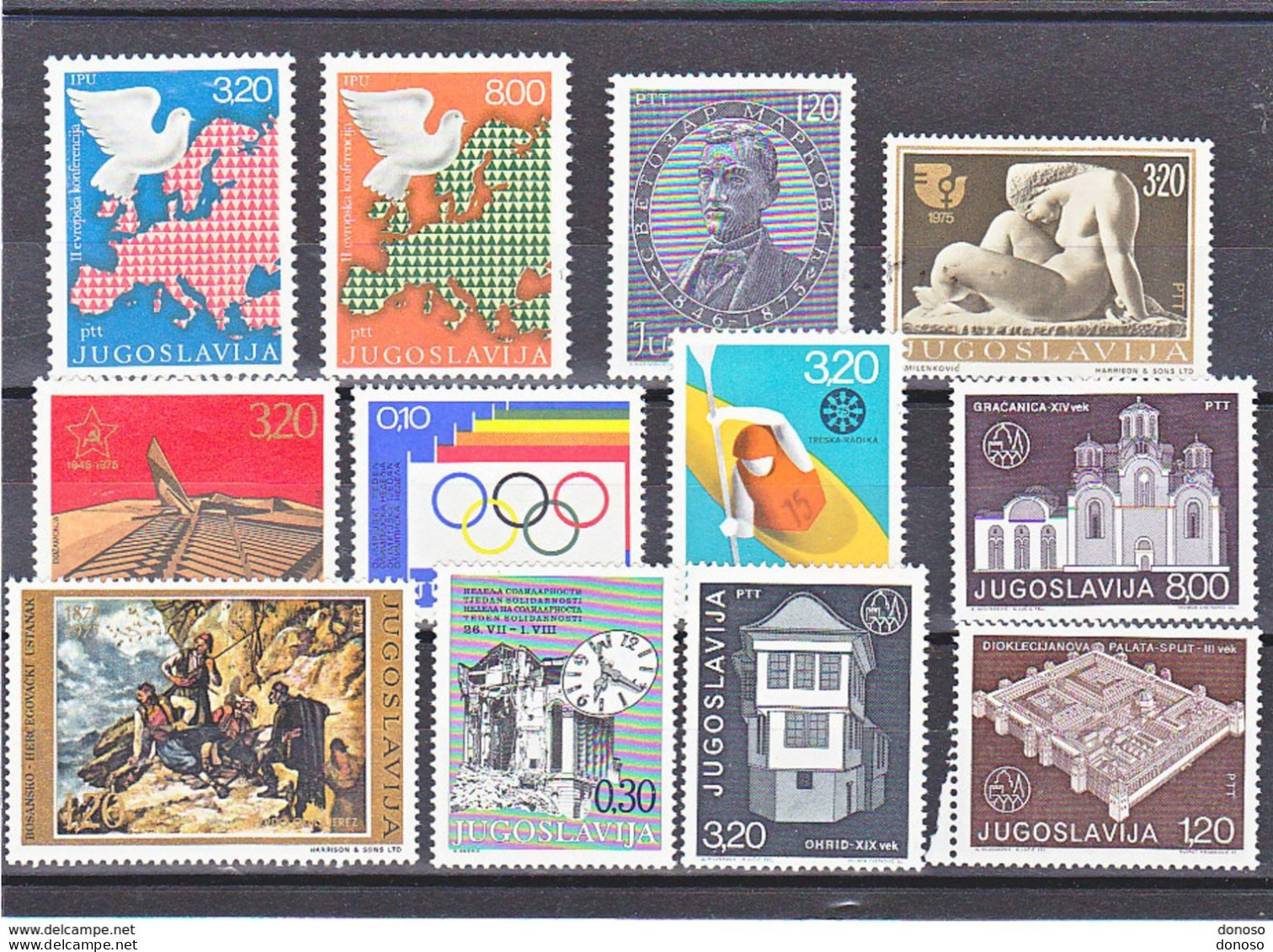 YOUGOSLAVIE 1975 Yvert 1469-1470 + 1477-1478 + 1487 + 1494-1497 + 1516-1518 NEUF** MNH Cote 4,50 Euros - Neufs