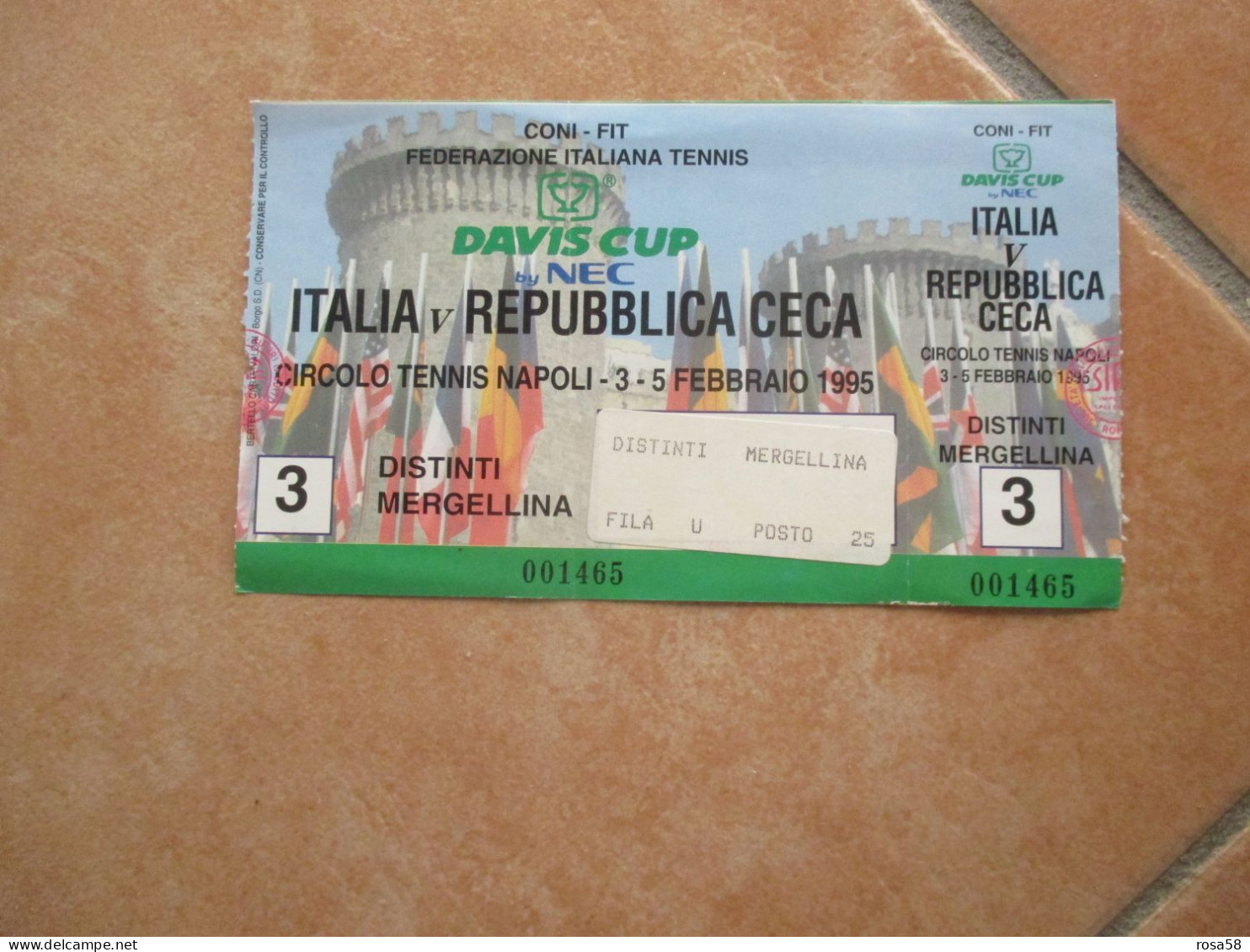 3 5 Febbraio 1995 DAVIS CUP Italia Repubblica Ceca Circolo Del Tennis NAPOLI Distinti Mergellina - Sonstige & Ohne Zuordnung