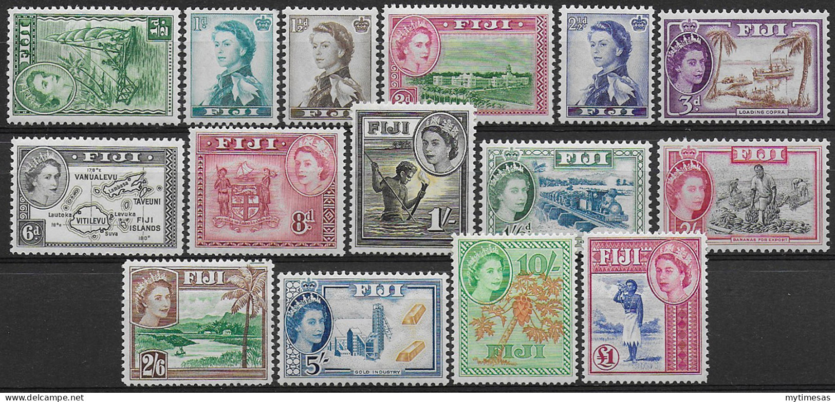 1954-59 Fiji Elizabeth II 15v. MNH SG N. 280/95 - Altri & Non Classificati