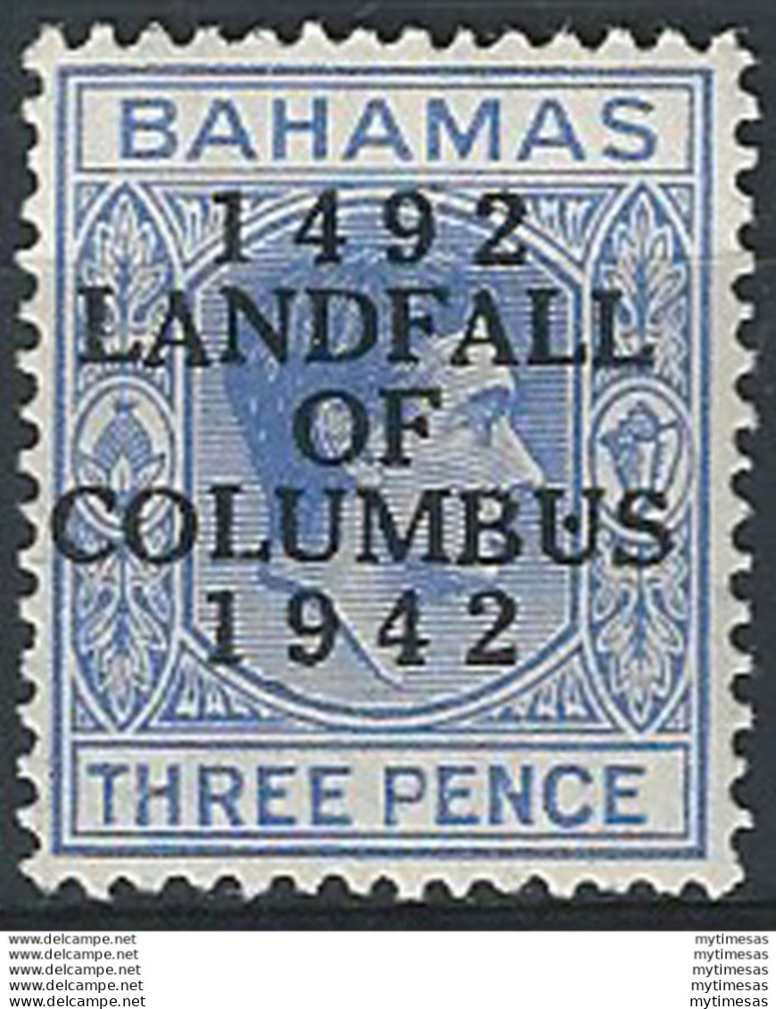 1942 Bahamas Columbus 3p. Variety Dot In Second "U" MNH - Sonstige & Ohne Zuordnung