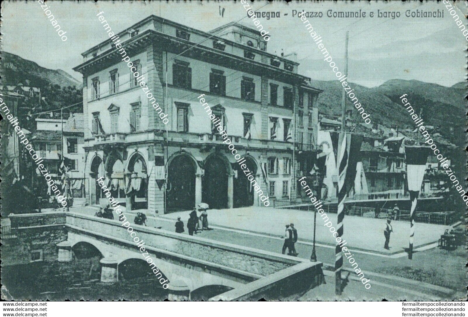 Ba233 Cartolina Omegna Palazzo Comunale E Largo Cobianchi Verbania 1921 Bella!! - Biella