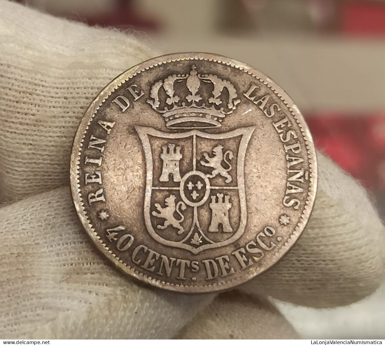 España Spain Isabel II - 40 Céntimos De Escudo 1866 Sevilla Km 628.3 Plata - Andere & Zonder Classificatie