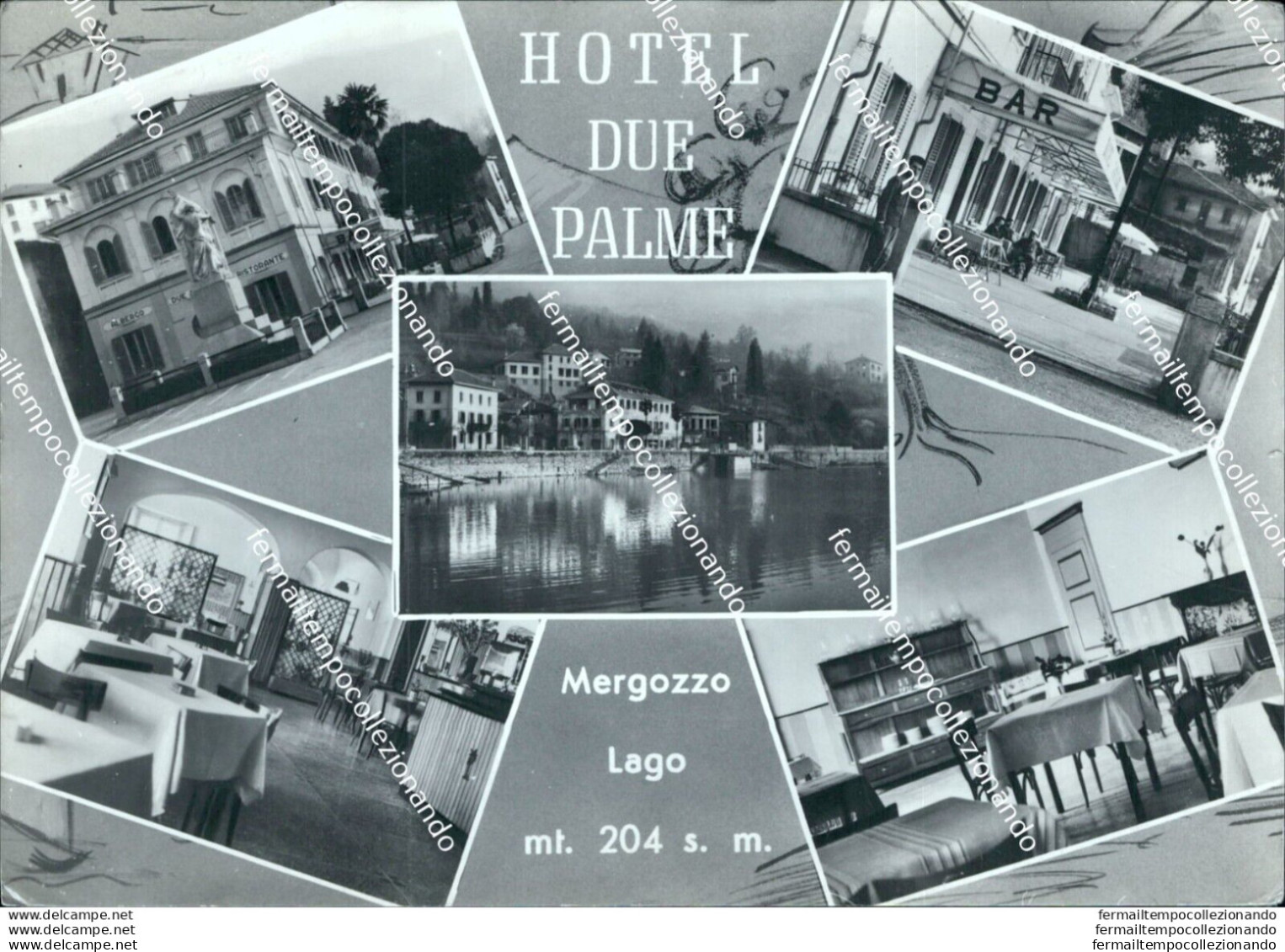 Bb320 Cartolina Mergozzo Hotel Due Palme 5 Vedutine Verbania - Biella