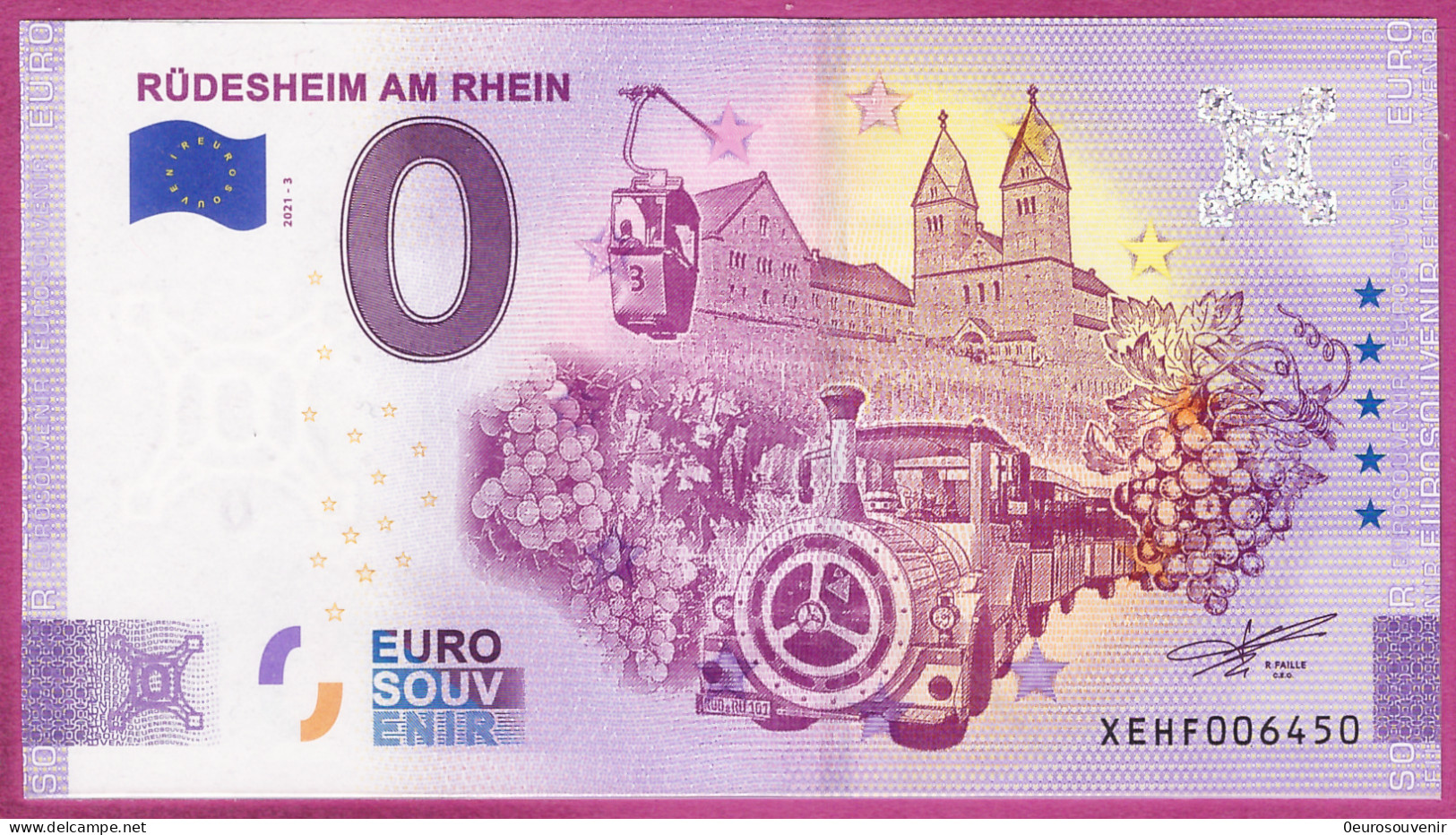 0-Euro XEHF 2021-3 RÜDESHEIM AM RHEIN - WEINBERGE - Essais Privés / Non-officiels