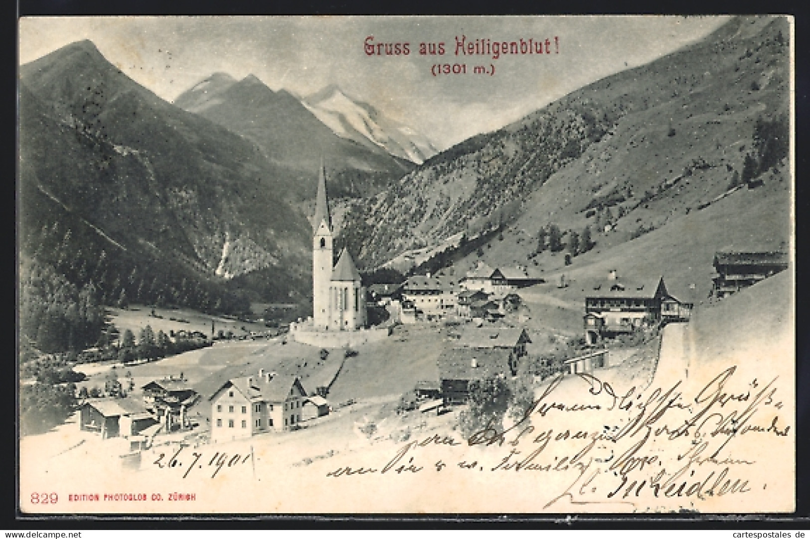 AK Heiligenblut, Ortsansicht Mit Kirche Und Bergen  - Other & Unclassified