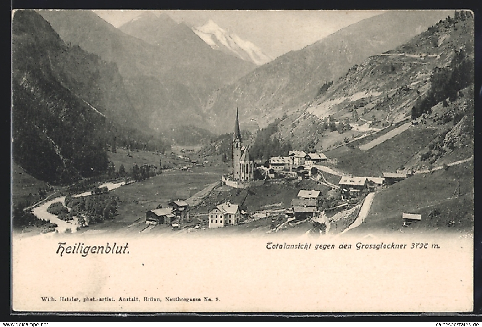 AK Heiligenblut, Ortsansicht Gegen Den Grossglockner  - Autres & Non Classés