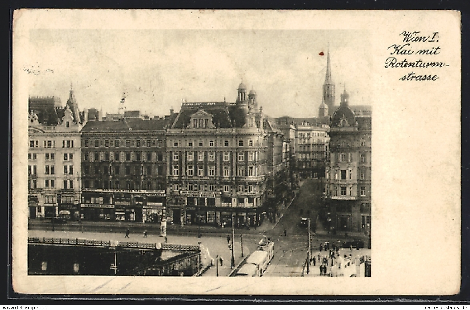 AK Wien, Am Kai Mit Rotenturmstrasse Aus Der Vogelschau, Strassenbahn  - Autres & Non Classés