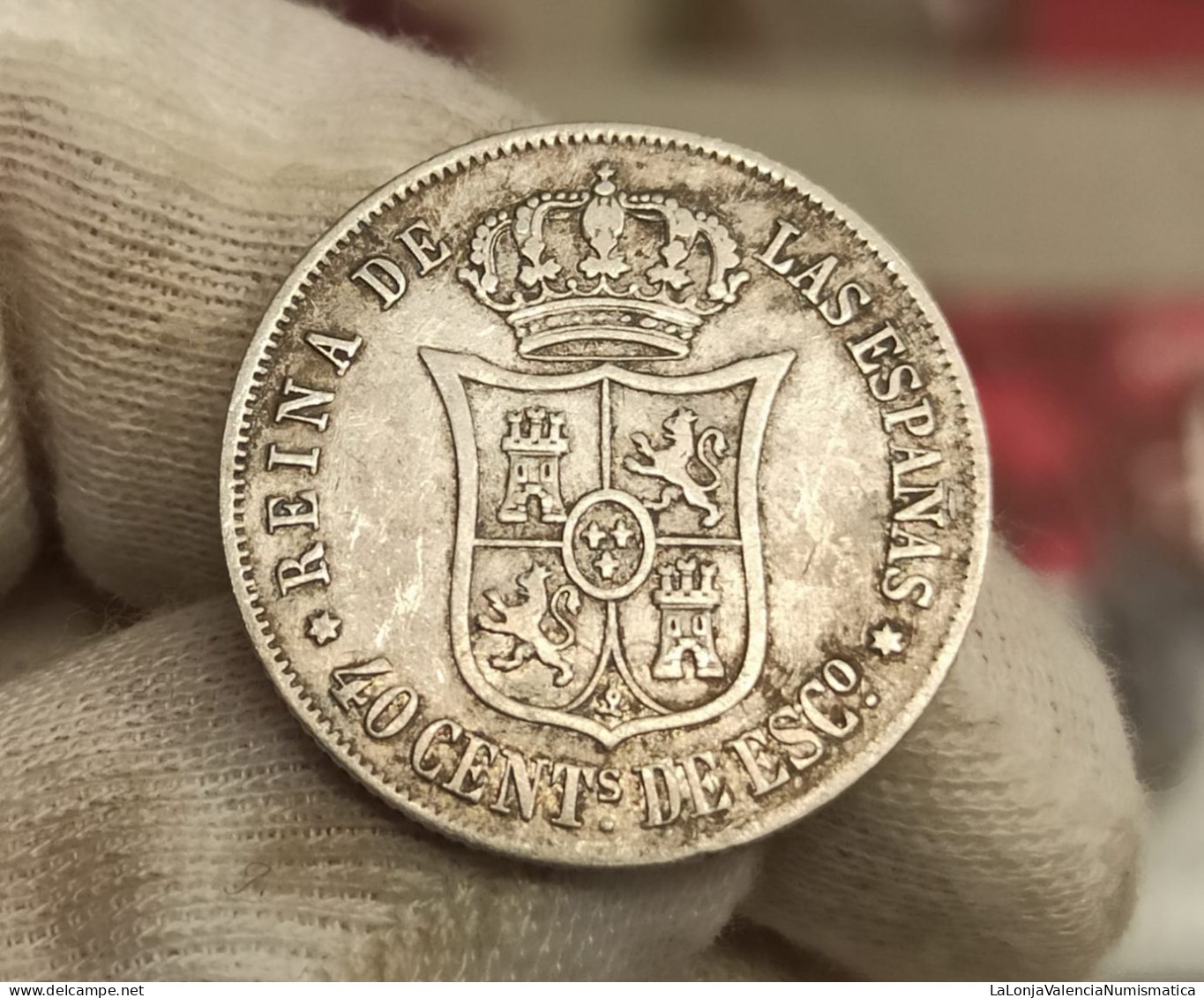 España Spain Isabel II - 40 Céntimos De Escudo 1866 Madrid Km 628.2 Plata - Sonstige & Ohne Zuordnung