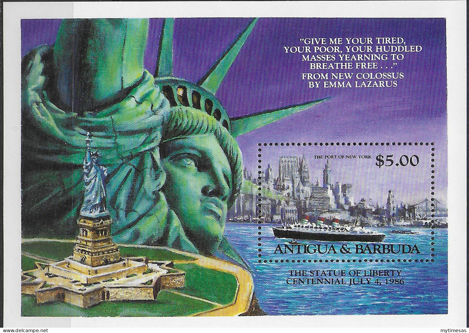 1985 Antigua E Barbuda Statue Of Liberty MNH SG N. MS 913 - Sonstige & Ohne Zuordnung