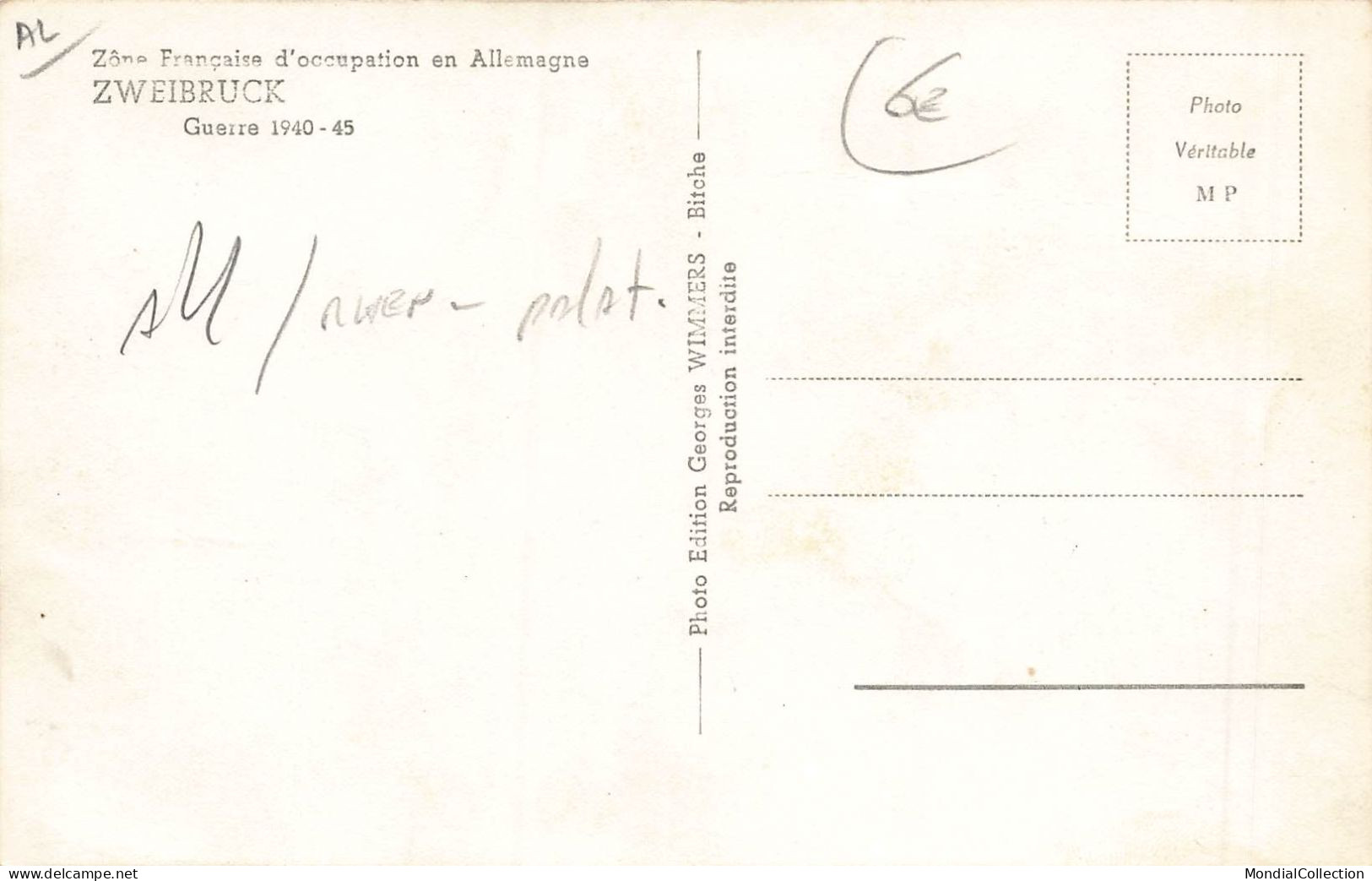 MIKIBP11-013- ALLEMAGNE ZWEIBRUCK ZONE FRANCAISE D OCCUPATION EN ALLEMAGNE GUERRE 1940-1945 - Zweibruecken