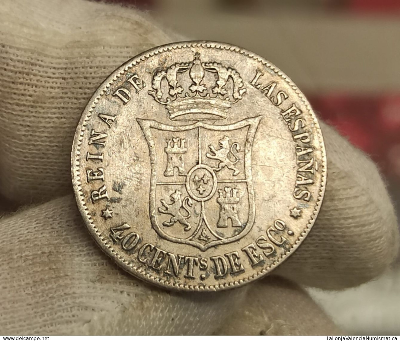 España Spain Isabel II - 40 Céntimos De Escudo 1866 Madrid Km 628.2 Plata - Sonstige & Ohne Zuordnung