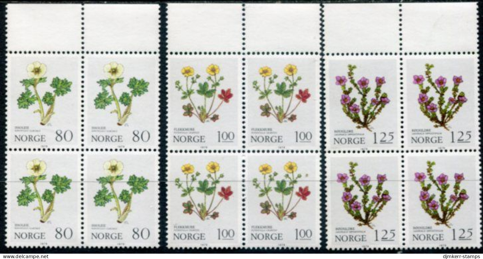 NORWAY 1979 Christmas: Mountain Flora Blocks Of 4 MNH / **.  Michel 806-08 - Neufs