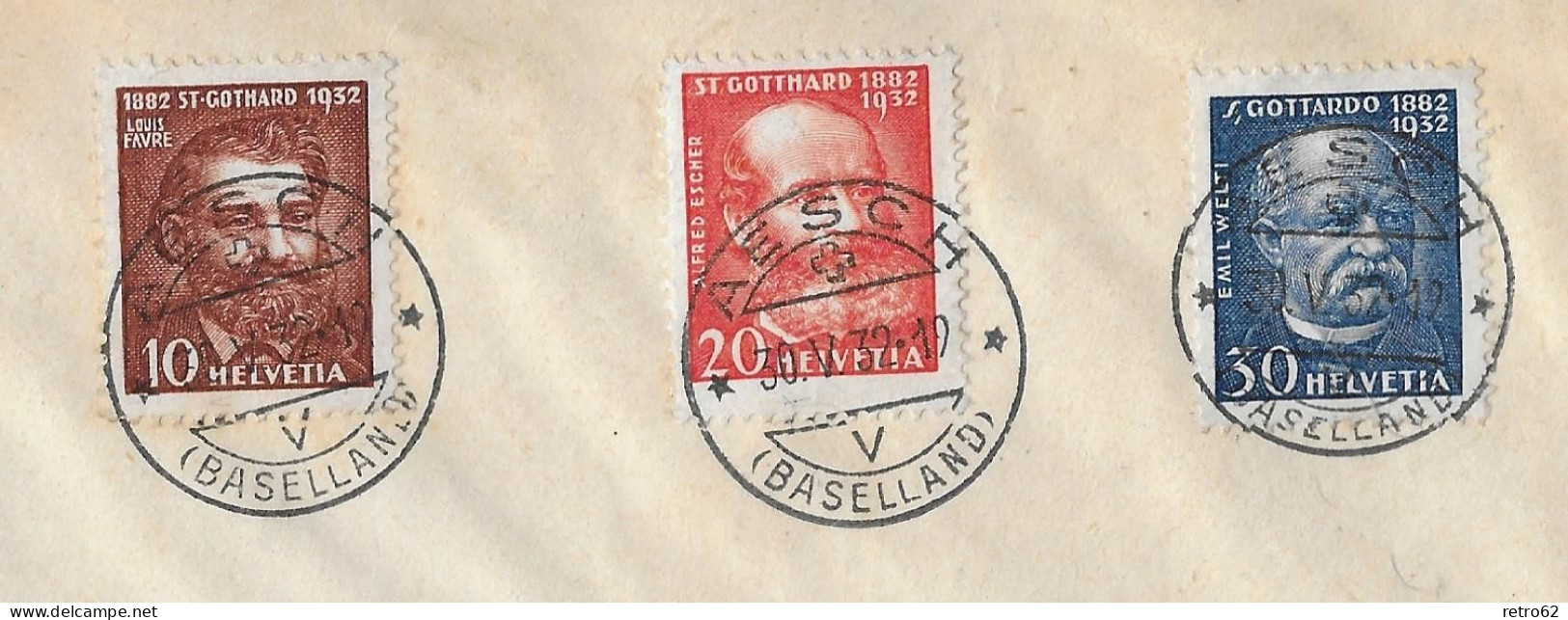 1932 SELTENHEIT 50 JAHRE GOTTHARDBAHN ZU FRÜHE ENTWERTUNG ► FDC 31.Mai 1932 ►Stempel AESCH 30.V.32 !!! ►RAR◄ - Brieven En Documenten