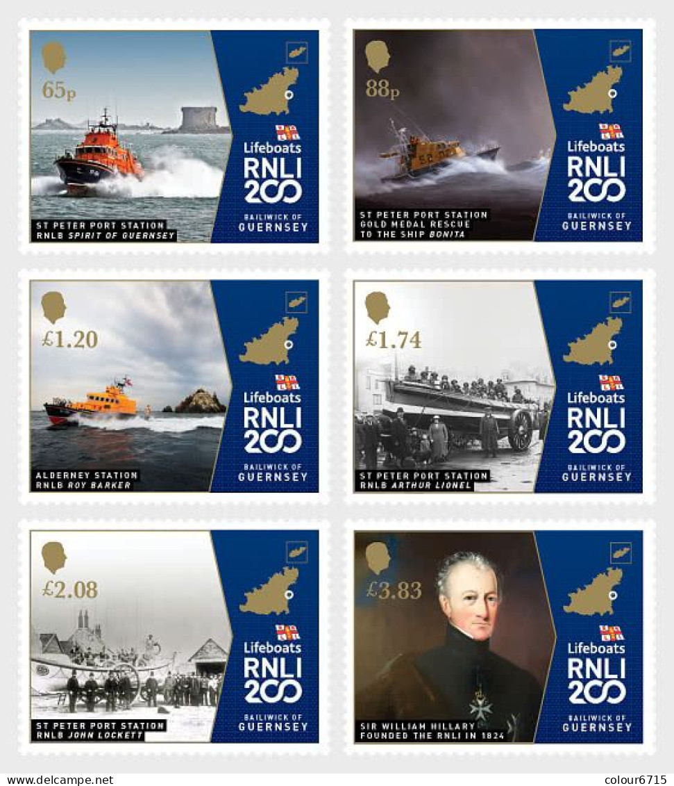 Guernsey 2024 The 200th Anniversary Of The Royal National Lifeboat Institution (RNLI) Stamps 6v MNH - Guernesey