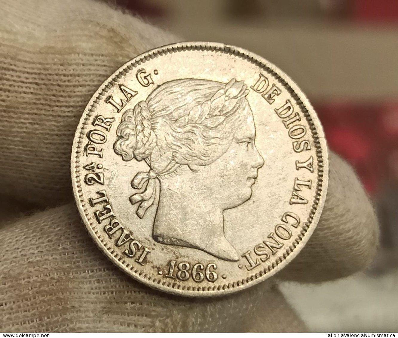 España Spain Isabel II - 40 Céntimos De Escudo 1866 Madrid Km 628.2 Plata - Otros & Sin Clasificación