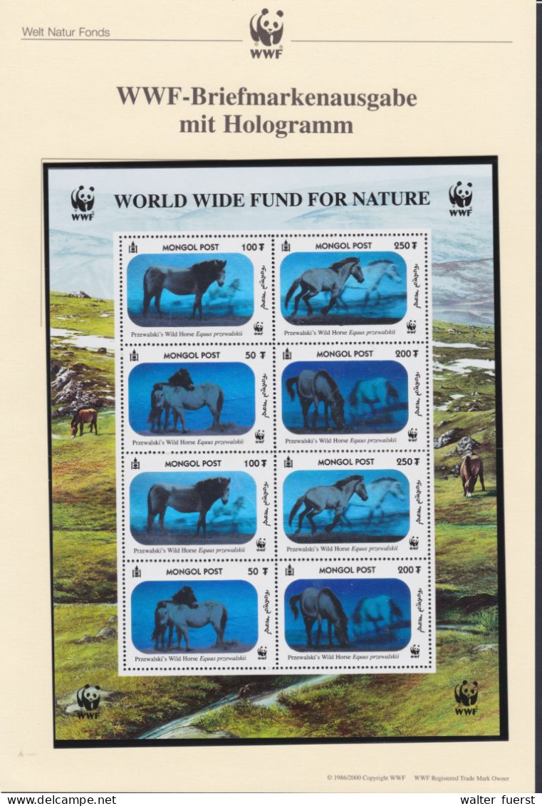 WWF 2000, Hologram Foil "Przewalski Horse", Issued By MONGOL POST - Autres & Non Classés