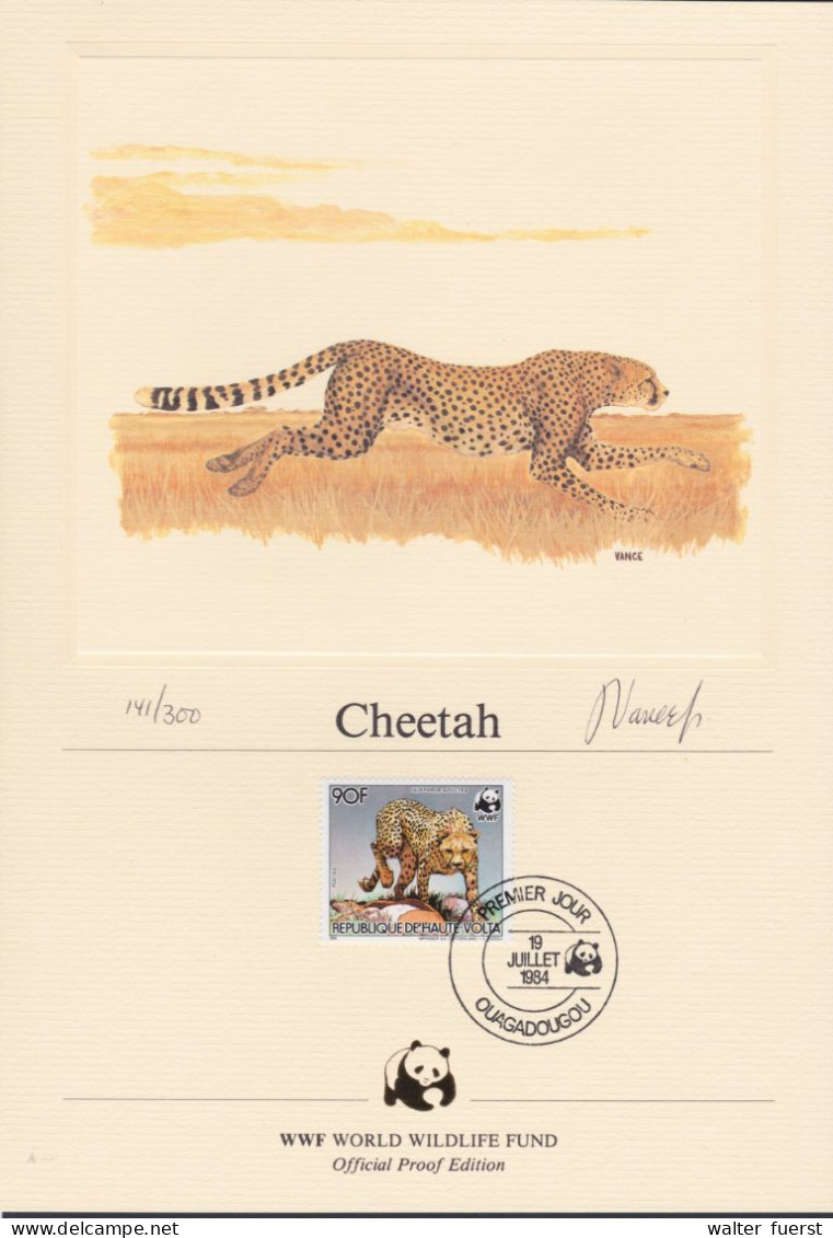 WWF 1984, Official Proof "Cheetah", 3 Art Prints Nr. 141/300, Signed - Andere & Zonder Classificatie