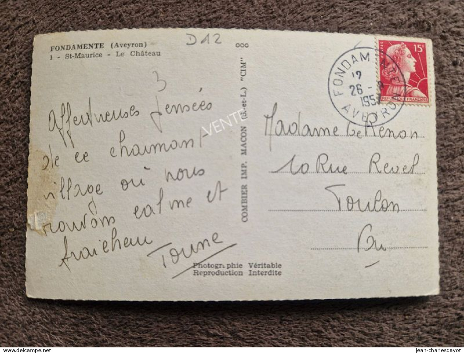 Carte Postale FONDAMENTE : Château Saint-Maurice - Autres & Non Classés