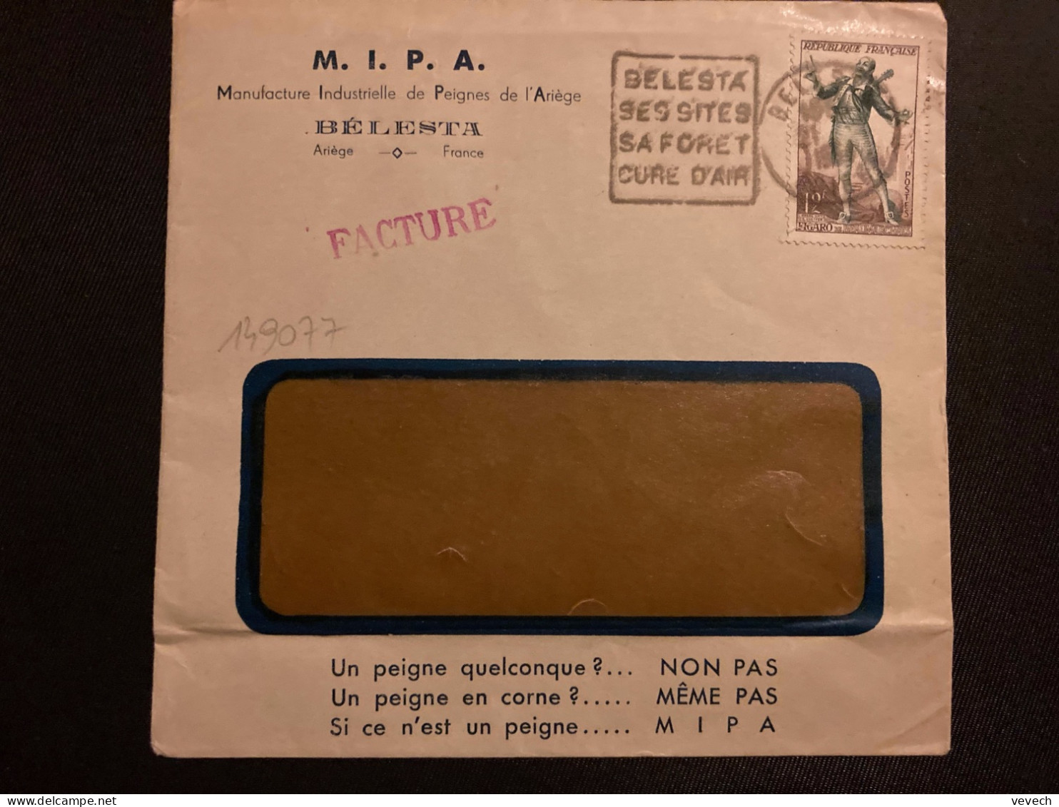 LETTRE MIPA PEIGNES DE L'ARIEGE TP FIGARO 12F OBL. DAGUIN 21-? 1954 BELESTA ARIEGE (09) SES SITES SA FORET CURE D'AIR - Annullamenti Meccaniche (Varie)