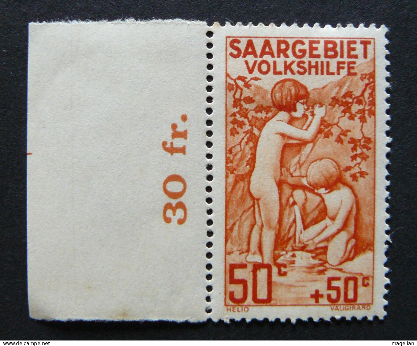 Allemagne - Saargebiet Mi. 106 - Sarre Yv. 105 Neuf * - Enfants - Jeunesse - Unused Stamps