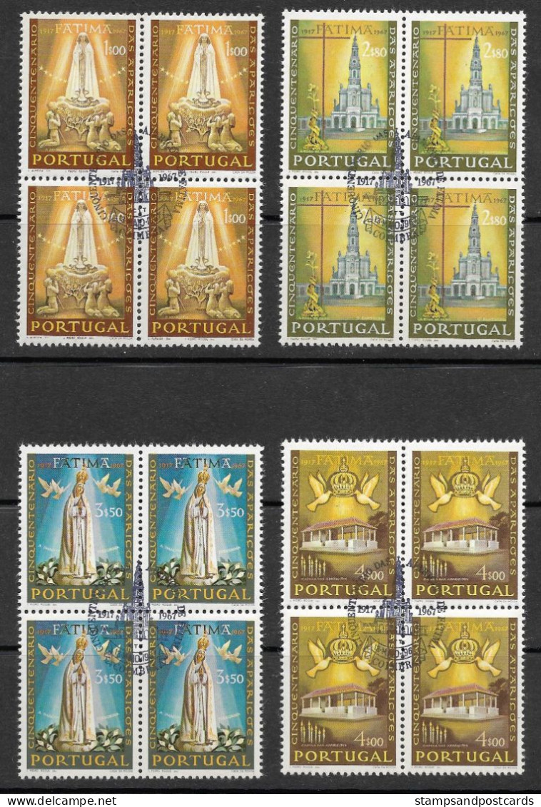 Portugal 1967 Notre Dame De Fatima 50 Ans 50 Years Our Lady Of Fatima X 4 Cachet Premier Jour Coimbra - Gebruikt