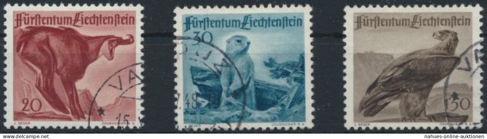 Liechtenstein 253-55 Tiere Jagd Luxus Gestempelt Steinadler Greifvögel Kat 42,00 - Briefe U. Dokumente