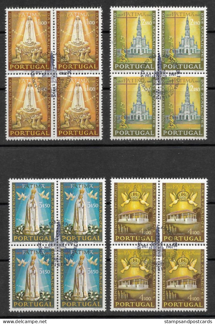 Portugal 1967 Notre Dame De Fatima 50 Ans 50 Years Our Lady Of Fatima X 4 Cachet Premier Jour Leiria - Usati