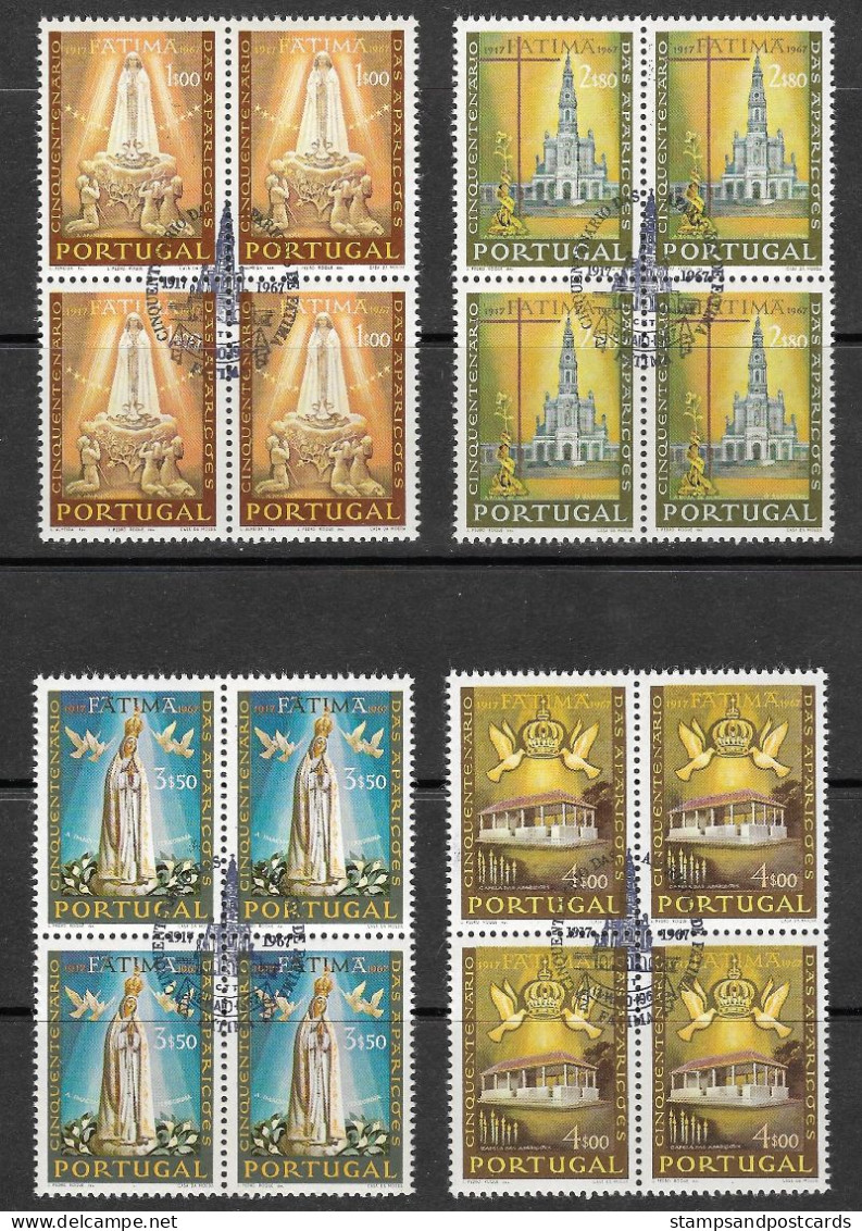 Portugal 1967 Notre Dame De Fatima 50 Ans 50 Years Our Lady Of Fatima X 4 Cachet Premier Jour Fátima - Used Stamps