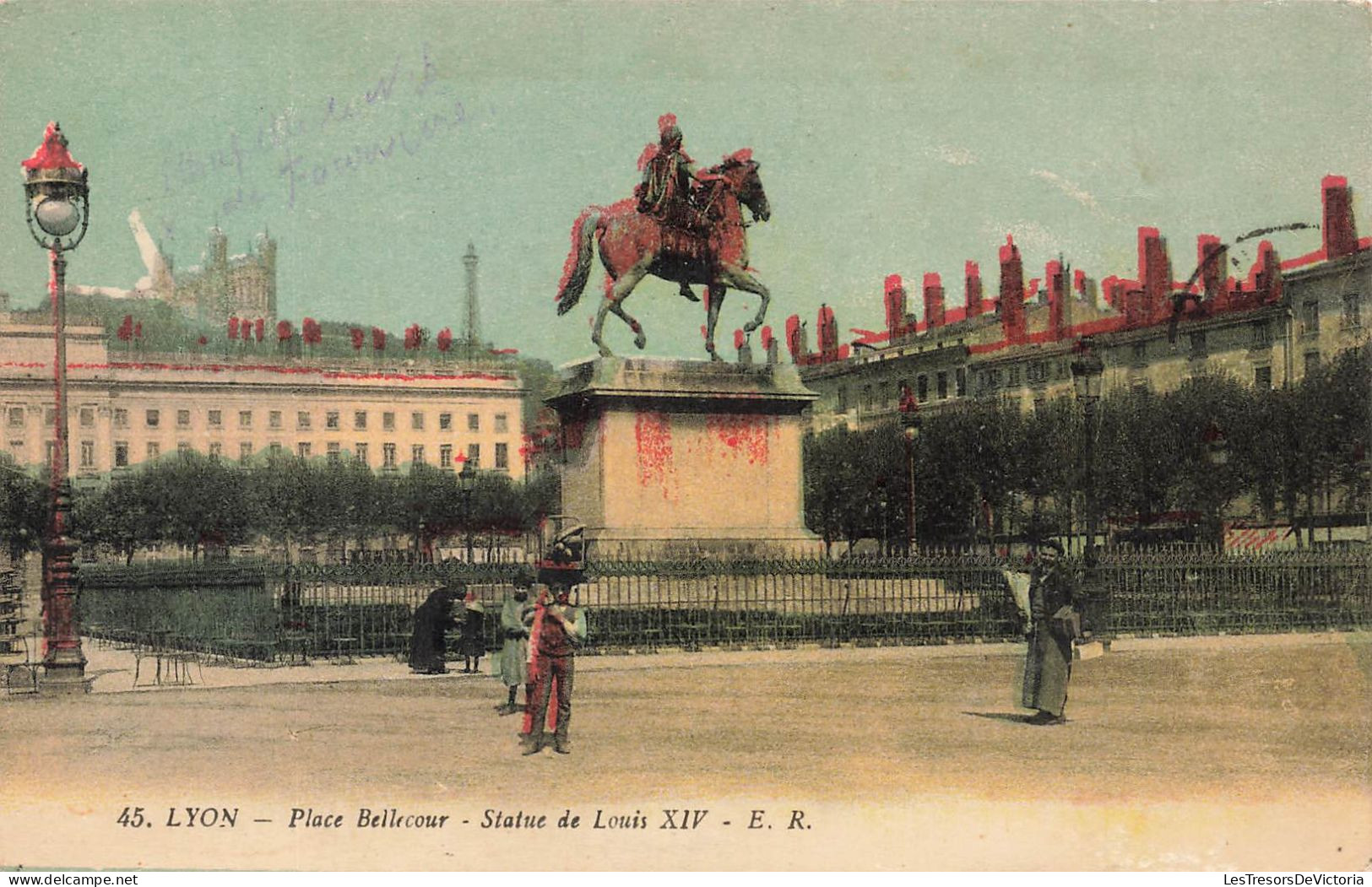 FRANCE - Lyon - Place Bellecour - Statue De Louis XIV - Carte Postale Ancienne - Otros & Sin Clasificación