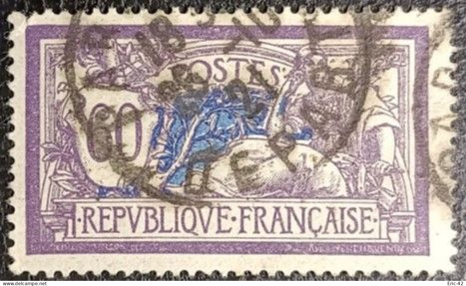 N°144 MERSON 60c Violet Et Bleu. Cachet Du 26 Octobre 1921 à Paris (départ) - 1900-27 Merson