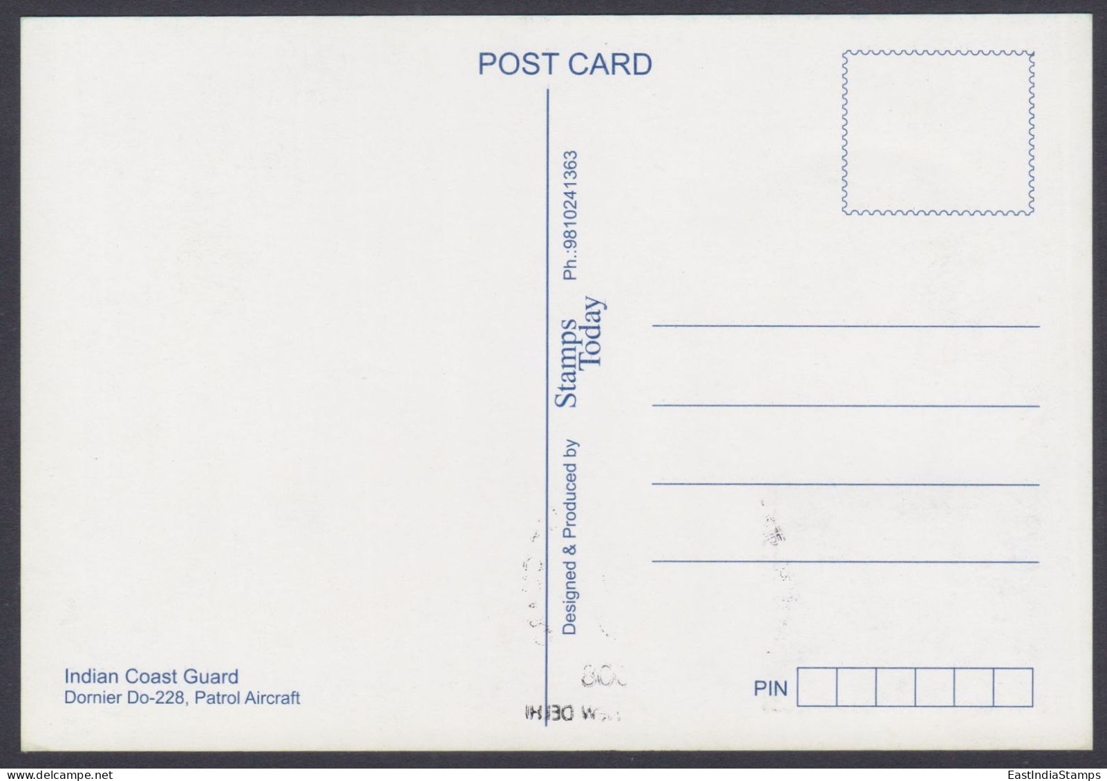 Inde India 2008 Maximum Max Card Indian Coast Guard, Dornier Patrol Aircraft, Aeroplane, Airplane, Sea, Ocean - Lettres & Documents