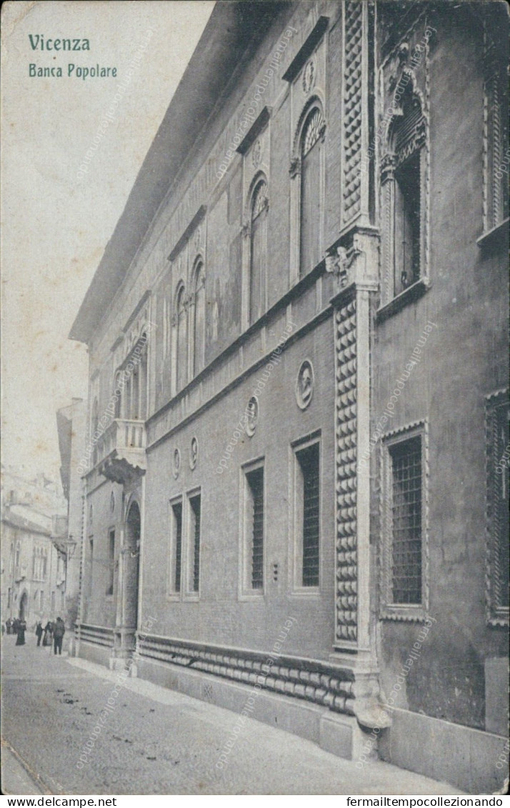 Cs422 Cartolina Vicenza Citta' Banca Popolare Veneto 1909 - Vicenza