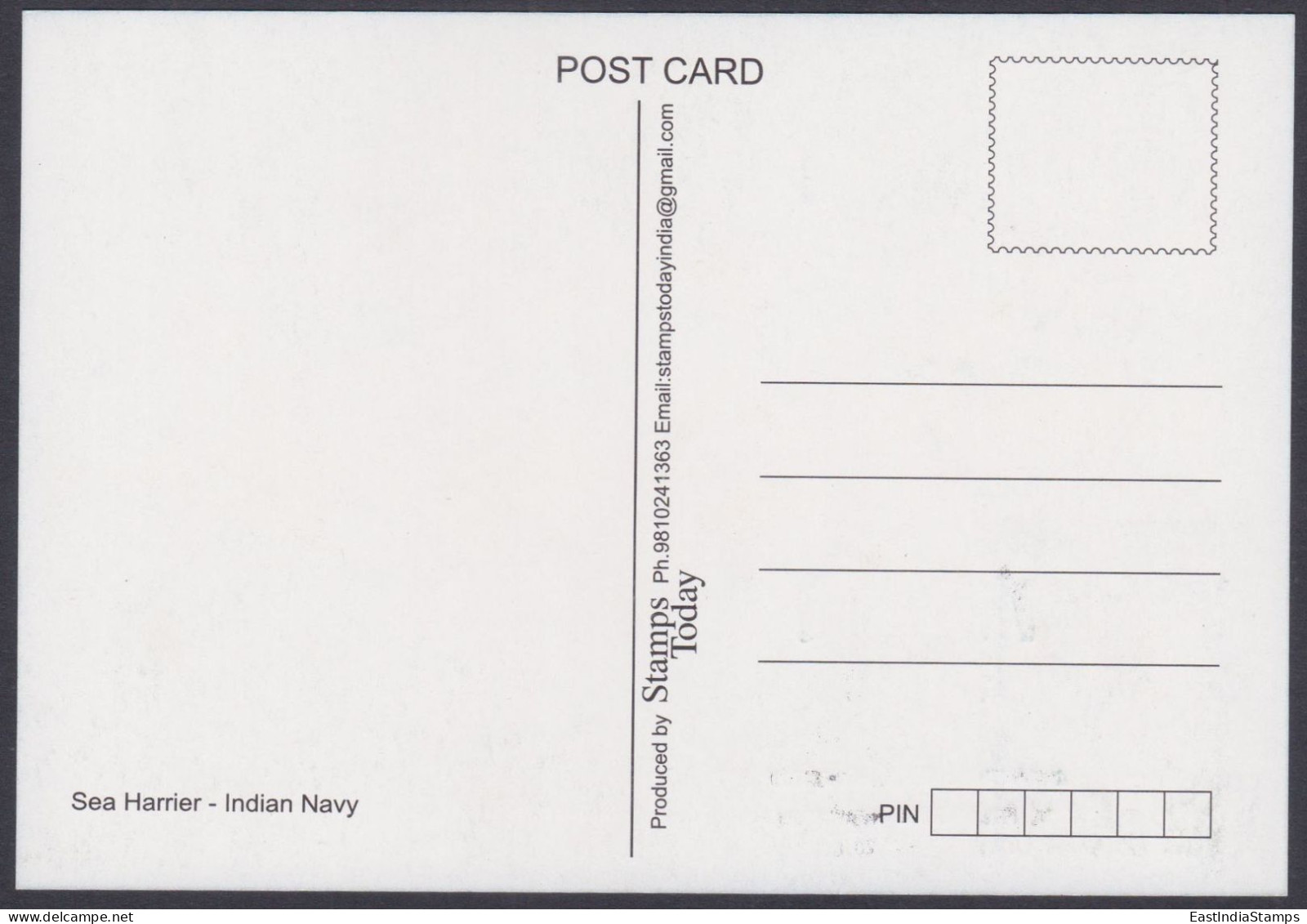 Inde India 2010 Maximum Max Card Indian Naval Squadron, Navy, Military, Aircraft, Sea Harrier, Airplane, Aeroplane, Jet - Brieven En Documenten