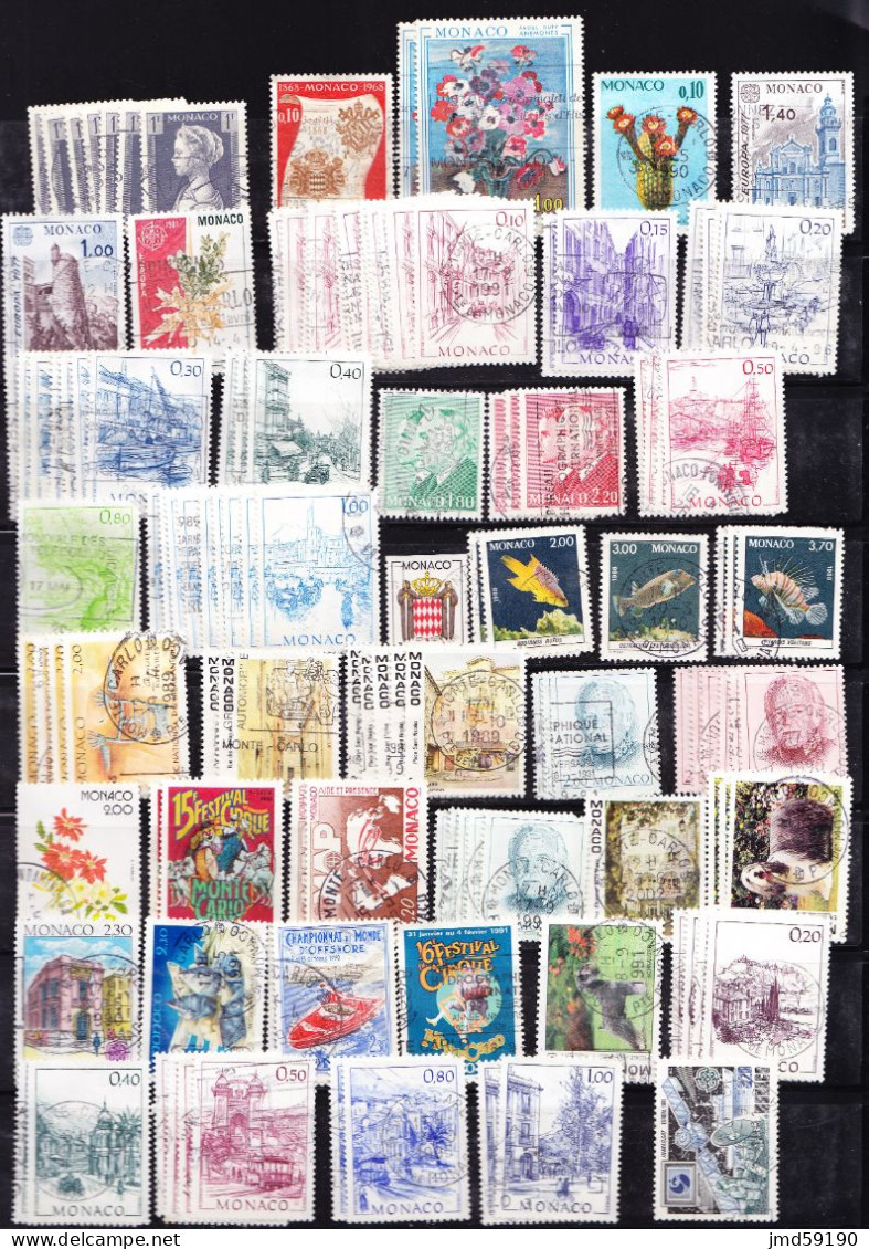 Lot De 415 Timbres Oblitérés De MONACO, De 1968 à 2003 - Collections, Lots & Series