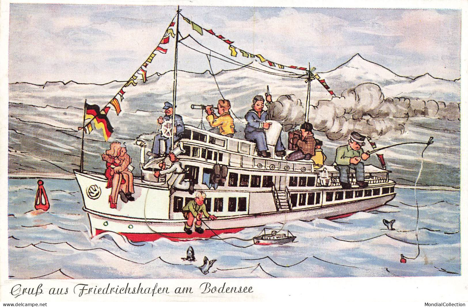 MIKIBP11-026- ALLEMAGNE GRUSS AUS FRIEDRICHSHAFEN AM BODENSEE BATEAU PECHEURS CARTE SYSTEME - Lindau A. Bodensee