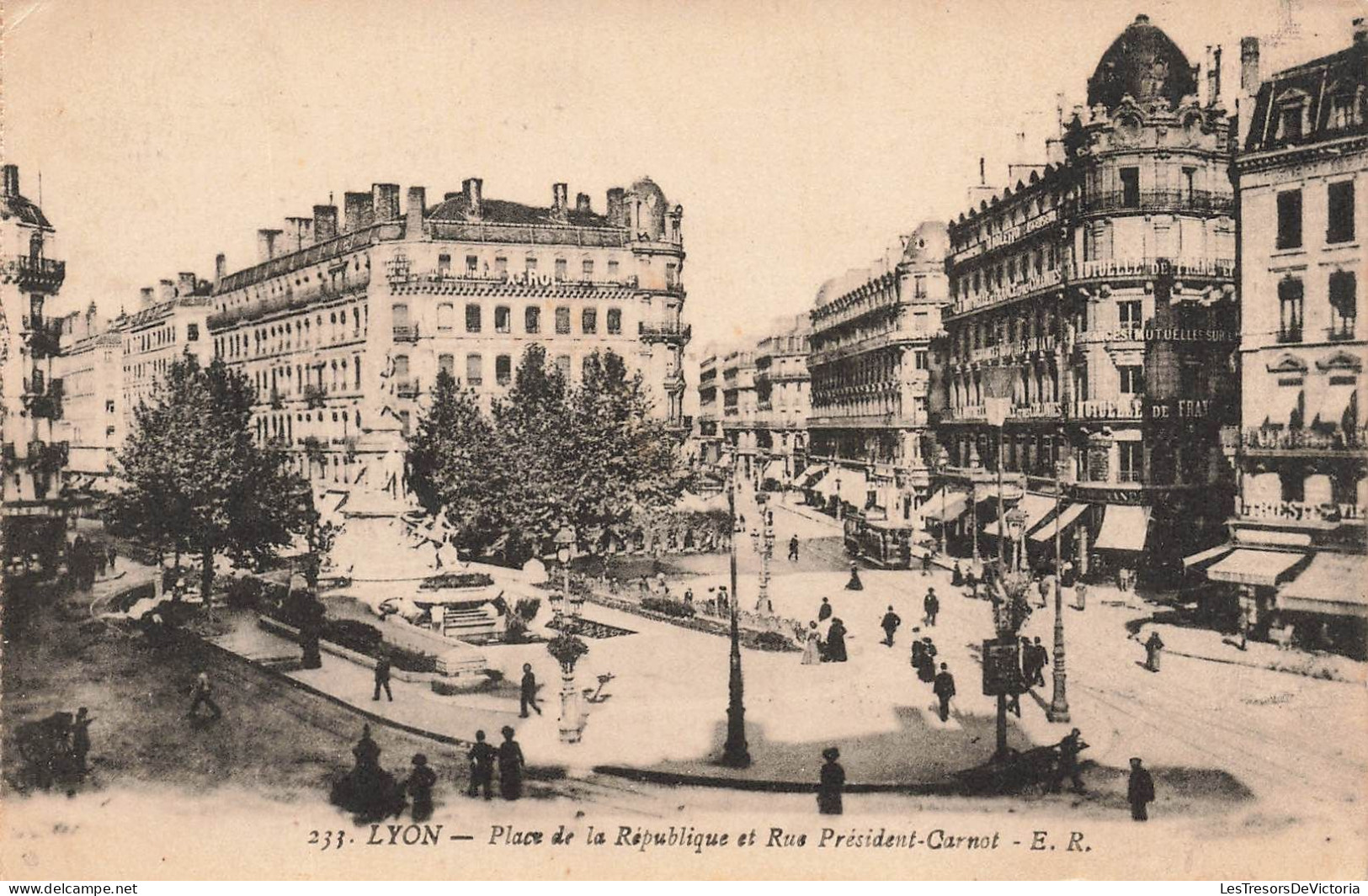 FRANCE - Lyon - Place De La République Et Rue Président Carnot - Carte Postale Ancienne - Andere & Zonder Classificatie