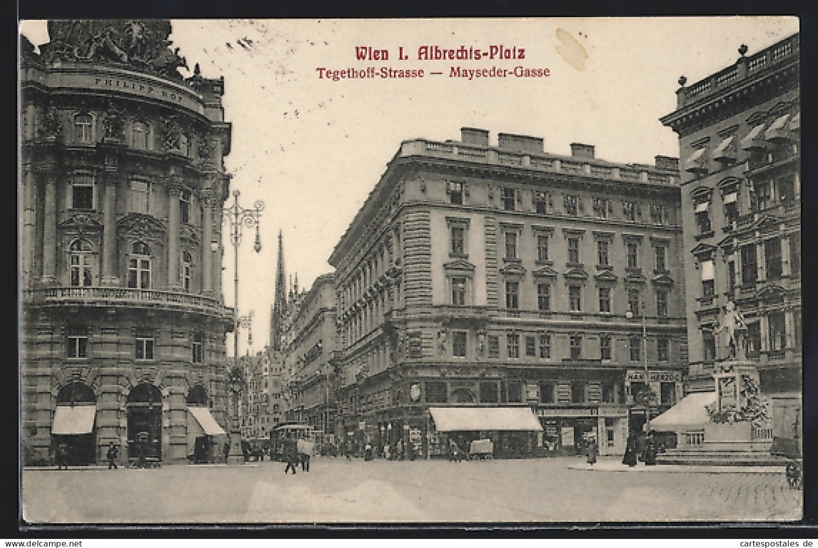 AK Wien, Albrechtsplatz Mit Tegetthofstrasse Und Maysedergasse  - Otros & Sin Clasificación