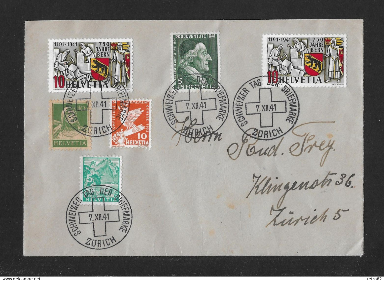1941 SCHWEIZER TAG DER BRIEFMARKE ZÜRICH  ► Brief Mit Dekorativer Mischfrankatur Und Offiziellem Stempel - Covers & Documents
