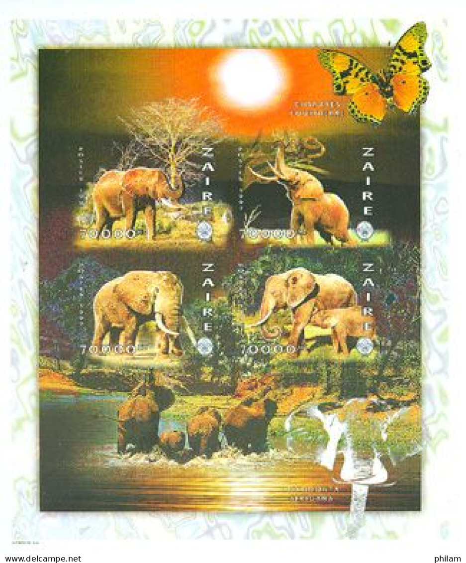 ZAIRE 1997 - Elephants Et Scoutisme - Feuillet Non Dentelé - Ongebruikt